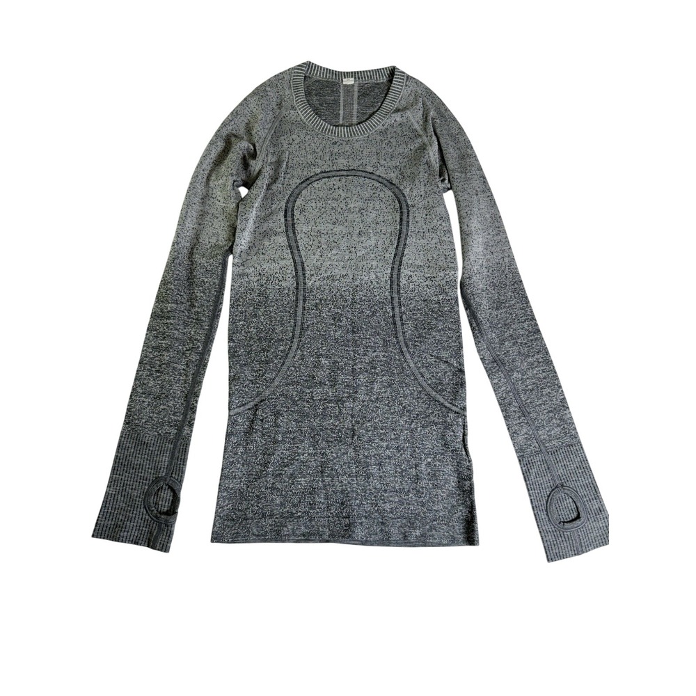 Lululemon Swiftly Tech Long Sleeve Women Size‎ 2 Grey Ombre Excellent Thumbholes